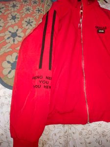 Men Or Women Vibrant Red Winter Sweatshirt Hoodie