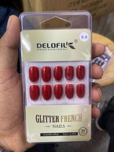 Delofil Glitter French Nail Set - 24 Pcs