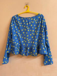 M20- Floral Blue Top