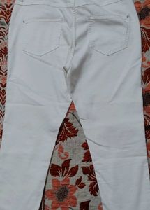 Women White Crop Jeans Casual Wear