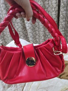 Red Braided Handle Bag