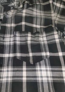checked black and white shirt