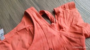 Coral Cold Shoulder Top