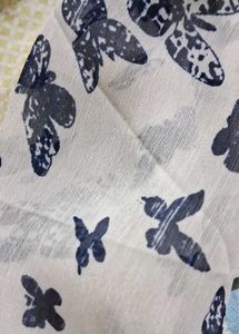 White Stole with blue Butterflies