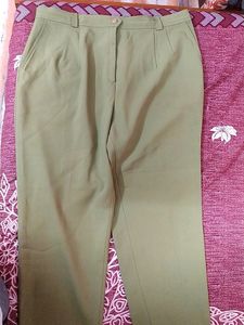 Women High Waist Straight Sheen Green Trousers