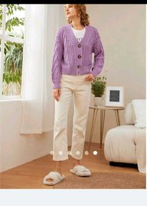 Lilac Knit Cardigan Sweater