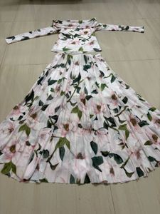Floral Off-Shoulder Top &amp; Pleated Skirt Set