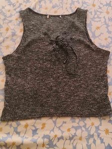 Lace-Up Ribbed Tank Top