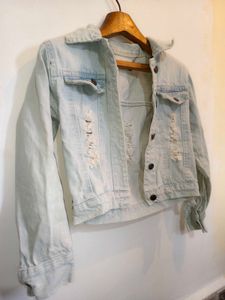 Distressed Denim Jacket Size Small