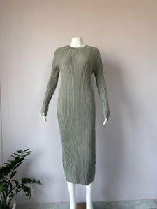 Sage Green Ribbed Dress