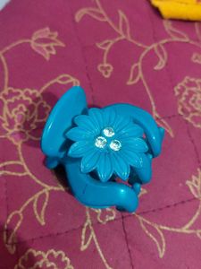 Teal Flower Hair Clip