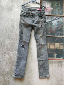 Distressed Gray Wash Jeans