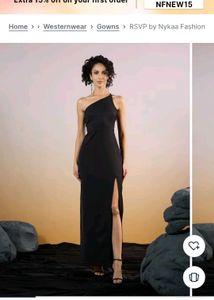 One Shoulder Black Maxi Dress/Gown With Slit/chain
