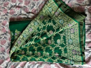 pure goergette khaddi weave banarasi saree