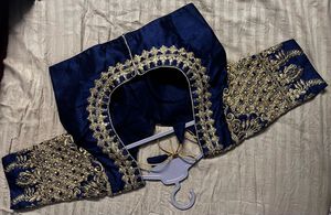 Elegant Embroidered Navy Blue Blouse
