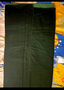 Dark Green Velvet Saree With Padded Blouse