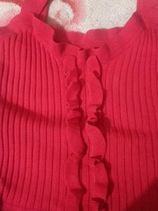 Red Ruffled Tank Top