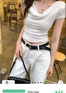White Cowl Neck Draped Crop Top