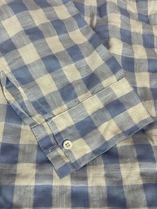 blue checked shirt