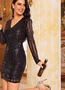 URBANIC Black And Nude Sequinned Bodycon Dress