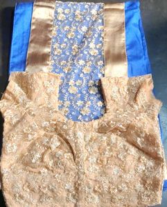 Blue &amp; Gold Embroidered Fabric🩵💛