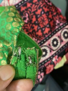Green &amp; Gold Brocade Blouse
