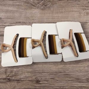 Brown Hair Claw Clips - Set of 3