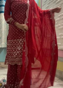 Red Sharara Suit