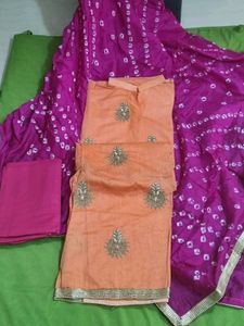 Chanderi Party Wear 4piece Dress Material
