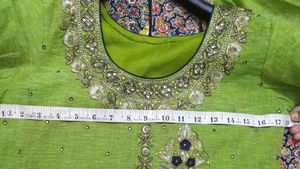 Party Wear Blue And Parrot  Green Hand Work Kurta