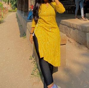 Yellow Printed Kurta