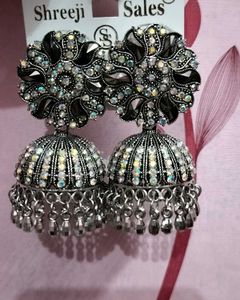 Oxidize Silver Jhumka