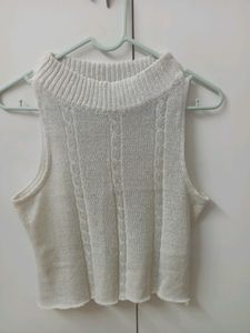 White Shimmer Sleeveless Top