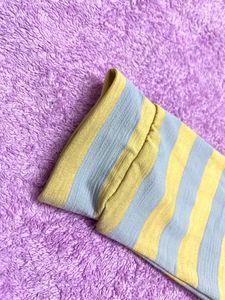 Yellow/Grey Stripped Crop Top