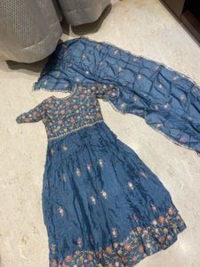 blue gown with dupatta