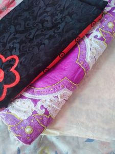 salwar suit material,,black red mix saree,,2meter