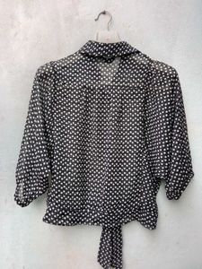 New With Tag Dotted Bow Frill Shirt