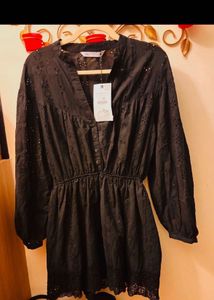 New OneZara Beautiful Cutwork Embroidery Mini Dres