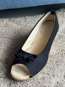 Black Peep Toe Wedges