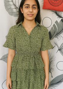 Green Floral Print Dress
