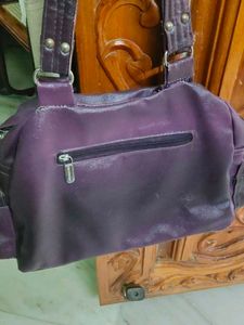 Purple Leather Satchel Bag