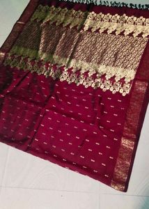 Maroon Colour Pure Kanchipattu Saree