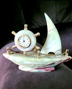 Beautiful Marble Ship Paperweight Home Decor