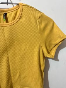 Yellow Ribbed Crop Top