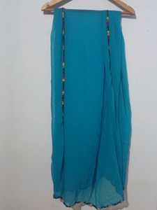 Blue Dupatta With Multicolor Border