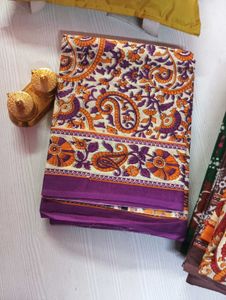 Single New Kalamkari Design Mulmul Cotton saree