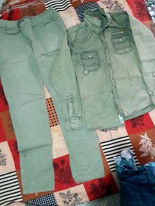 Army Green Pant With Denim Shirt