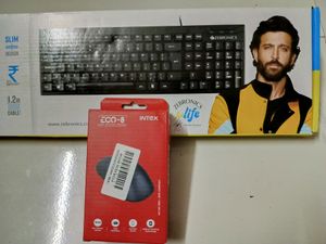 Combo Pack Intex ECO-8 USB 2.0 Wired Optical Mouse(Black), ZEBRONICS Zeb- K35 USB Wired Keyboard with Rupee Key,Spill-Proof and Slim Design (Black) Zeb- Power Wired USB Plug &amp; Play, for Windows/Mac