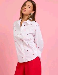 Heart Print White Shirt