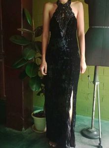 Vintage Velvet Halter Gown